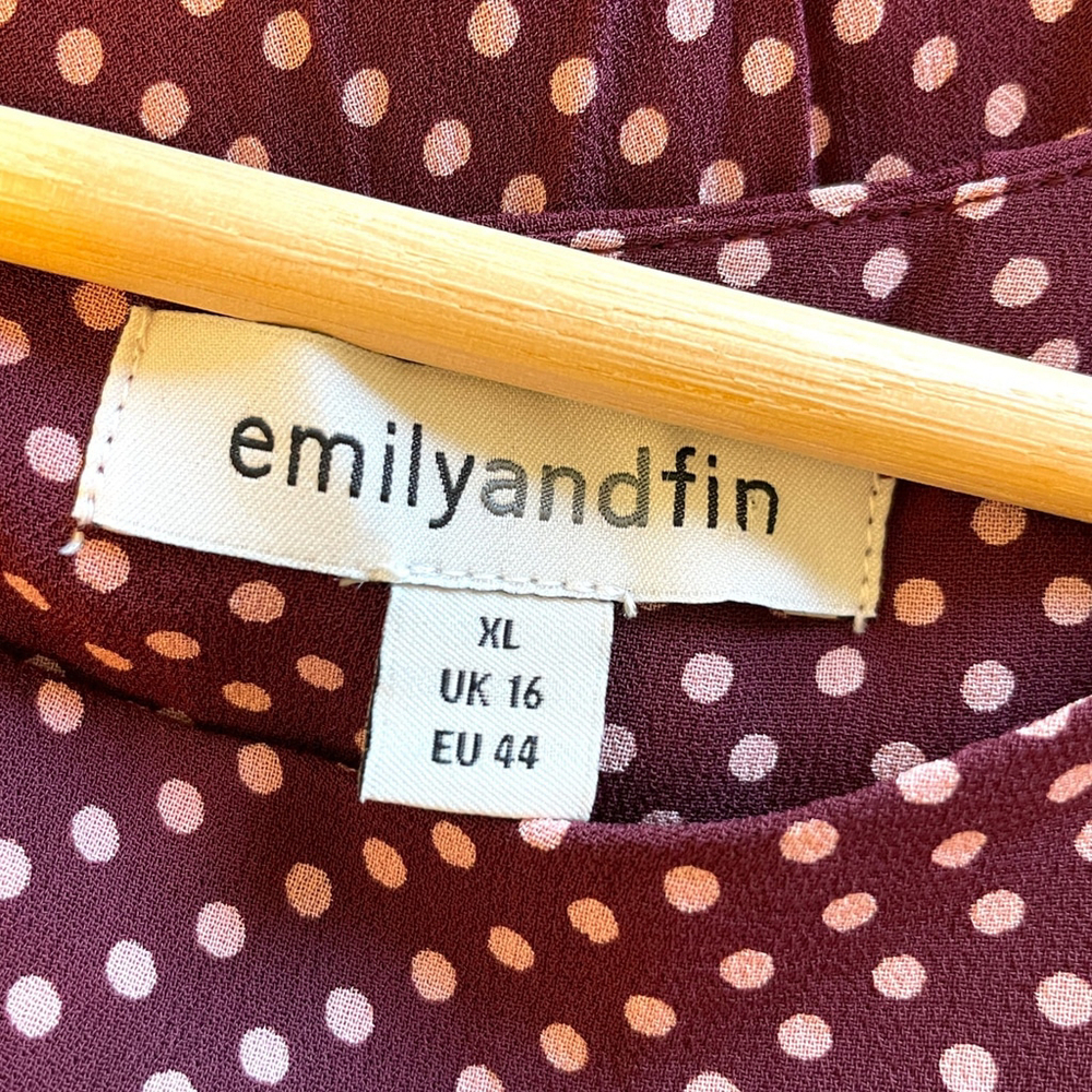 EMILY AND FIN Suzanna Midi Dress XL Polka Dots Lined Pockets Retro Inspired - Picture 5 of 11